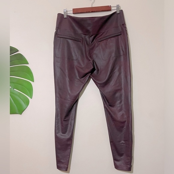 Athleta Delancey Gleam Moto Faux Leather Tights in Decadent Chocolate Sz. XL - Picture 9 of 12